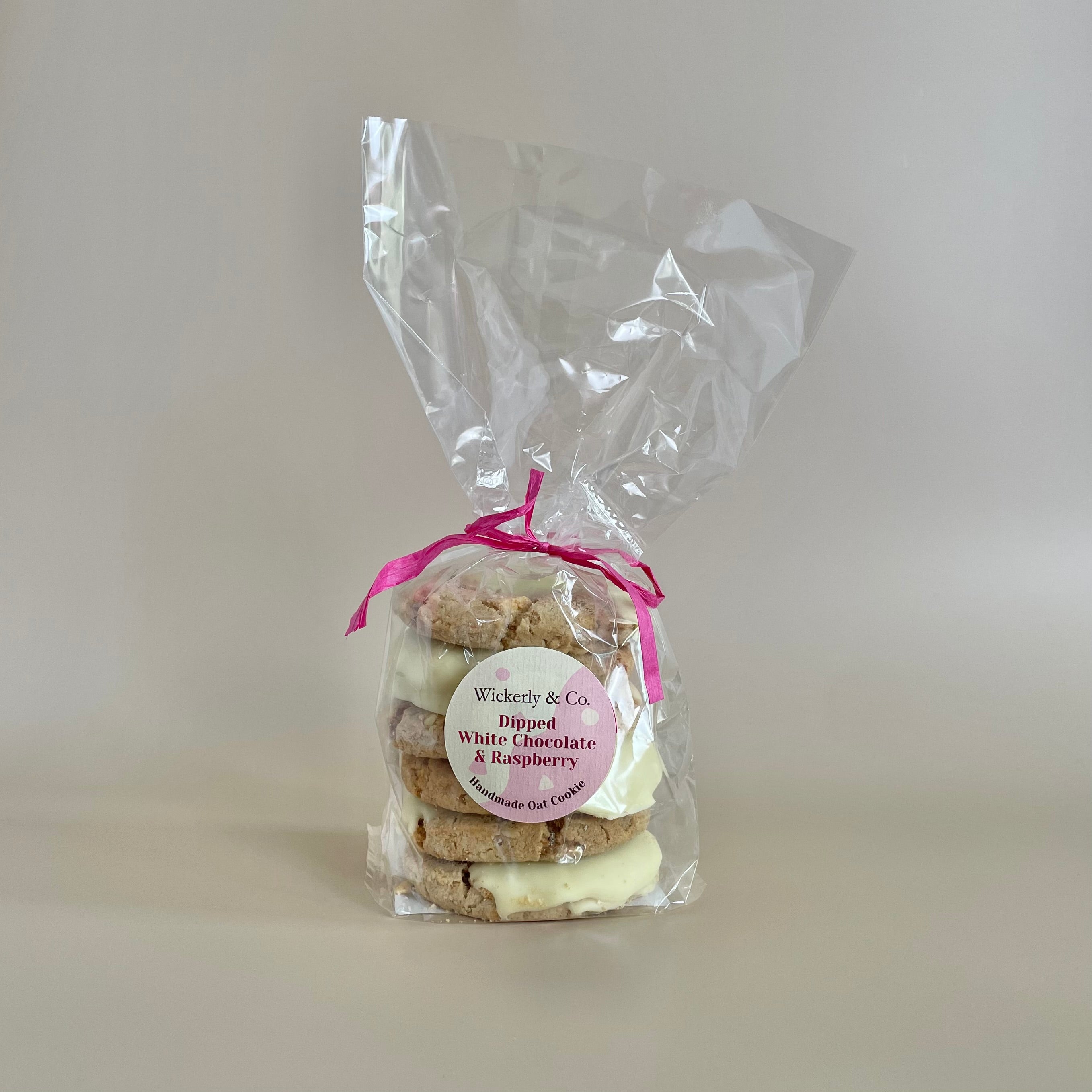 Dipped Raspberry & White Chocolate Oat Cookie